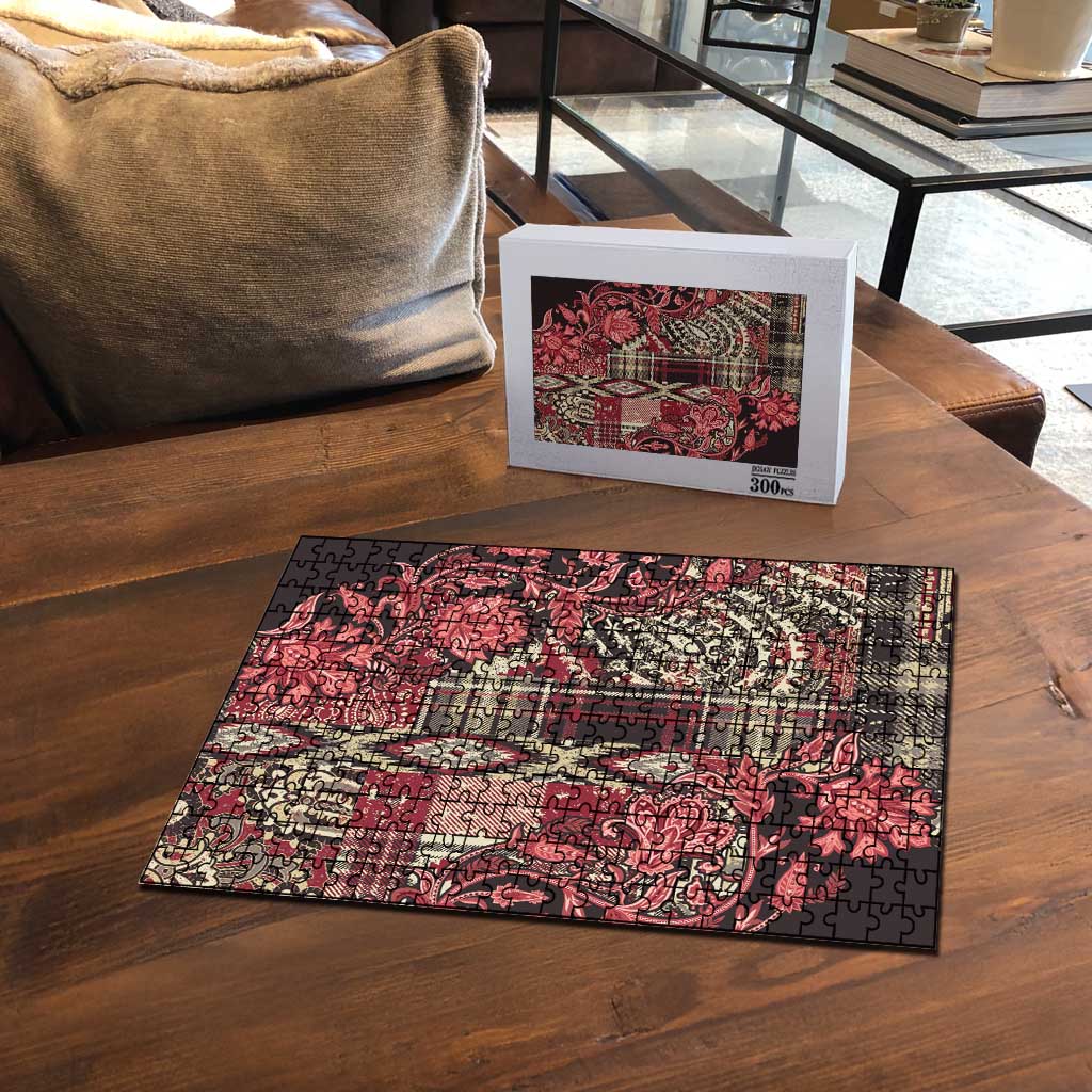 Africa Floral mix Maasai Shuka Puzzle Red Moitf