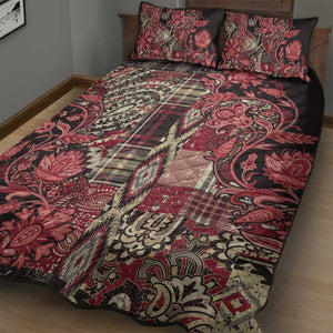 Afro Floral mix Maasai Shuka Quilt Bed Set Red Moitf