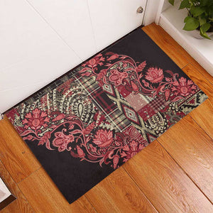 Afro Floral mix Maasai Shuka Rubber Doormat Red Moitf