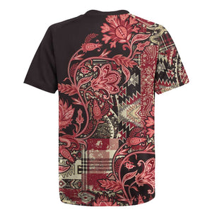 Afro Floral mix Maasai Shuka Rugby Jersey Red Moitf