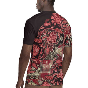 Afro Floral mix Maasai Shuka Rugby Jersey Red Moitf