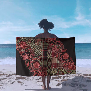 Afro Floral mix Maasai Shuka Sarong Red Moitf