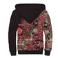 Afro Floral mix Maasai Shuka Sherpa Hoodie Red Moitf
