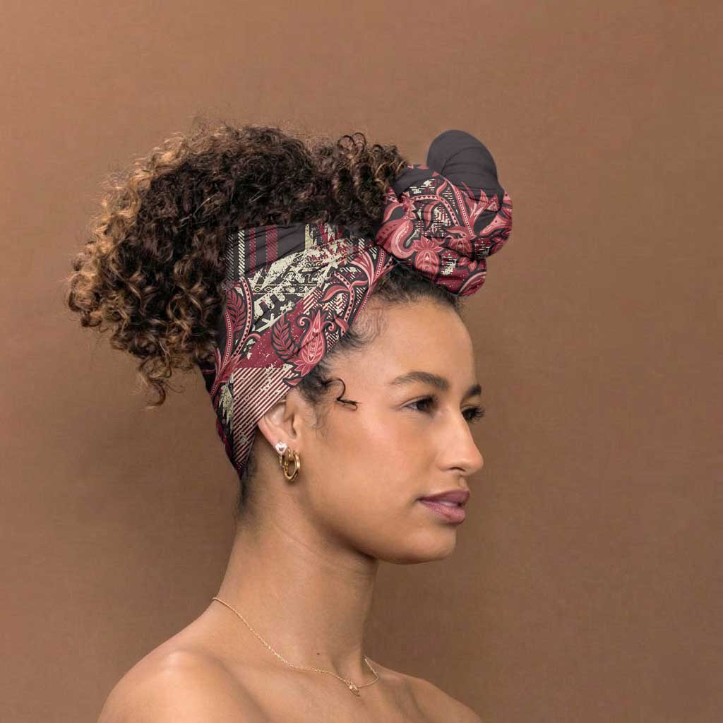 Africa Floral mix Maasai Shuka Simple Headwrap Red Moitf
