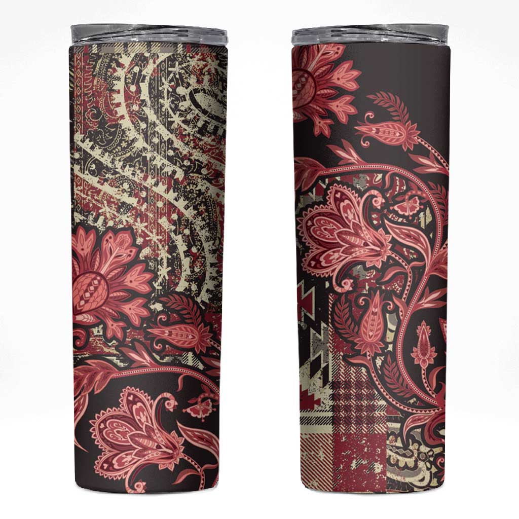 Afro Floral mix Maasai Shuka Skinny Tumbler Red Moitf