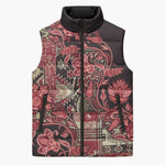 Africa Floral mix Maasai Shuka Sleeveless Puffer Jacket Red Moitf