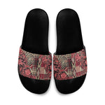 Africa Floral mix Maasai Shuka Slide Sandals Red Moitf
