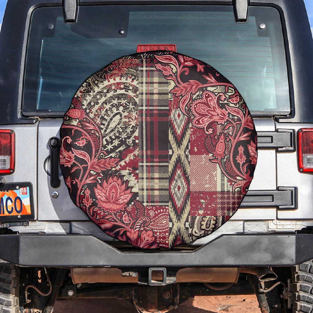 Afro Floral mix Maasai Shuka Spare Tire Cover Red Moitf