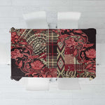 Afro Floral mix Maasai Shuka Tablecloth Red Moitf