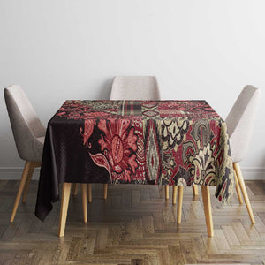 Afro Floral mix Maasai Shuka Tablecloth Red Moitf