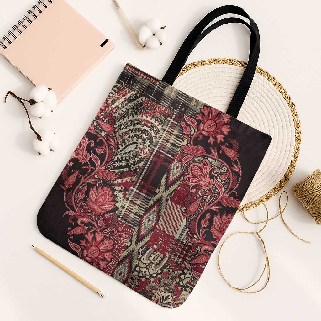Africa Floral mix Maasai Shuka Tote Bag Red Moitf