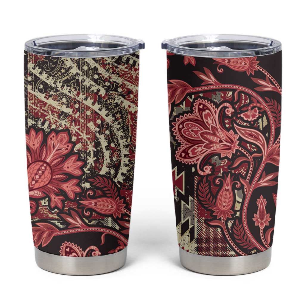 Afro Floral mix Maasai Shuka Tumbler Cup Red Moitf