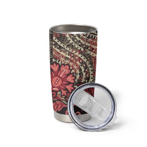 Afro Floral mix Maasai Shuka Tumbler Cup Red Moitf