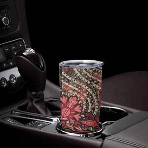 Afro Floral mix Maasai Shuka Tumbler Cup Red Moitf