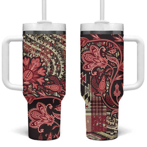 Afro Floral mix Maasai Shuka Tumbler With Handle Red Moitf