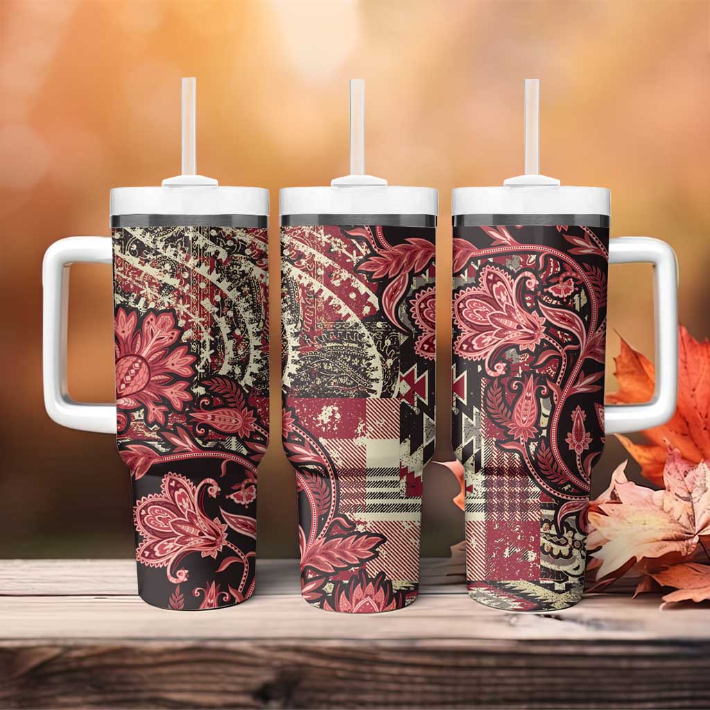 Afro Floral mix Maasai Shuka Tumbler With Handle Red Moitf