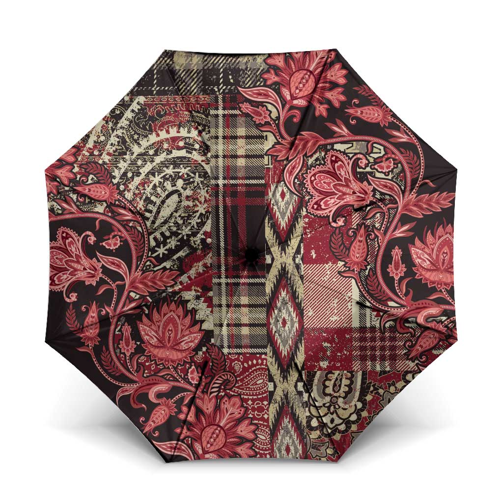Africa Floral mix Maasai Shuka Umbrella Red Moitf
