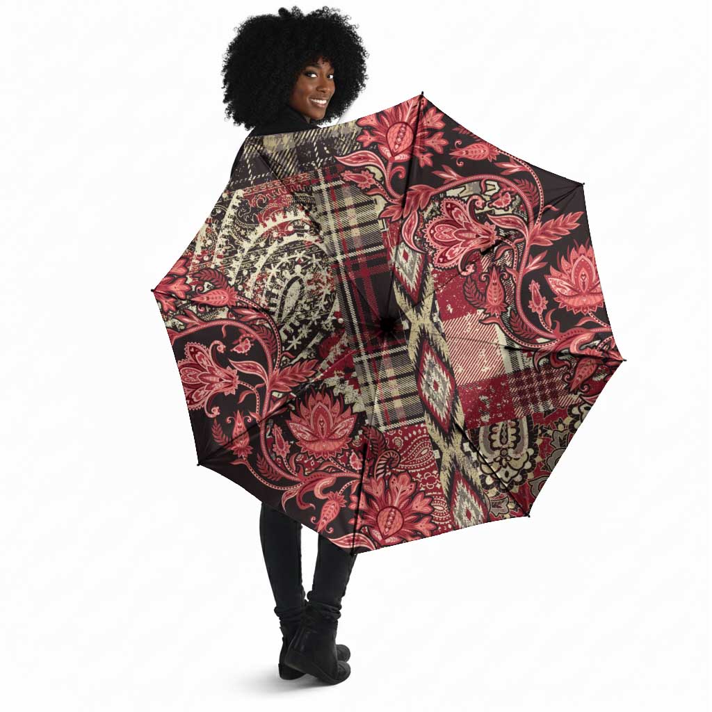 Africa Floral mix Maasai Shuka Umbrella Red Moitf