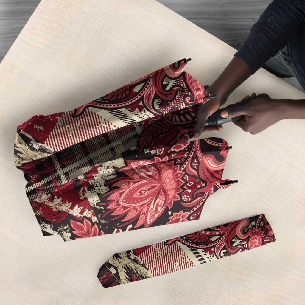 Africa Floral mix Maasai Shuka Umbrella Red Moitf