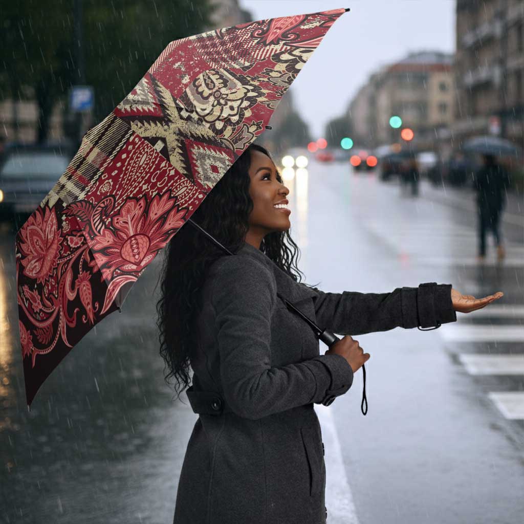 Africa Floral mix Maasai Shuka Umbrella Red Moitf