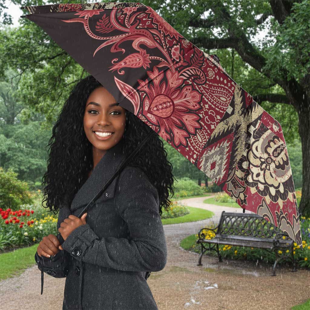 Africa Floral mix Maasai Shuka Umbrella Red Moitf