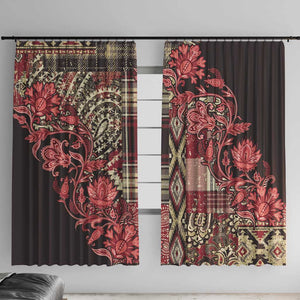 Afro Floral mix Maasai Shuka Window Curtain Red Moitf