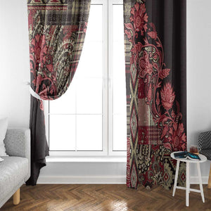 Afro Floral mix Maasai Shuka Window Curtain Red Moitf