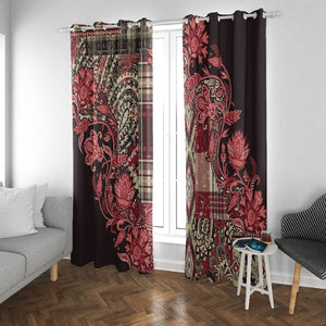 Afro Floral mix Maasai Shuka Window Curtain Red Moitf