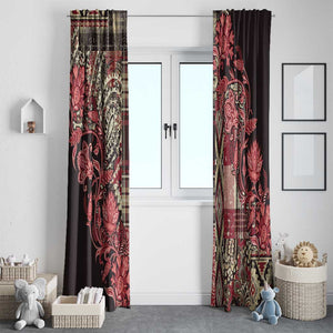 Afro Floral mix Maasai Shuka Window Curtain Red Moitf