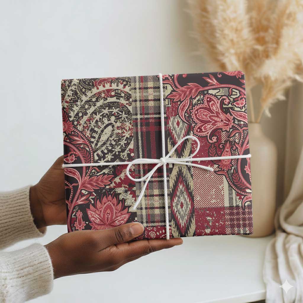 Africa Floral mix Maasai Shuka Wrapping Paper Red Moitf - African Pride