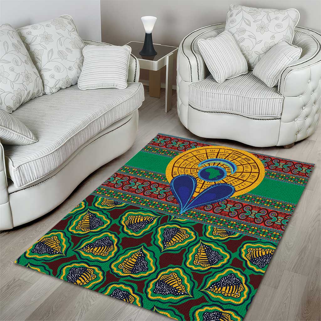 Afro Pattern Traditional Kanga Style Area Rug