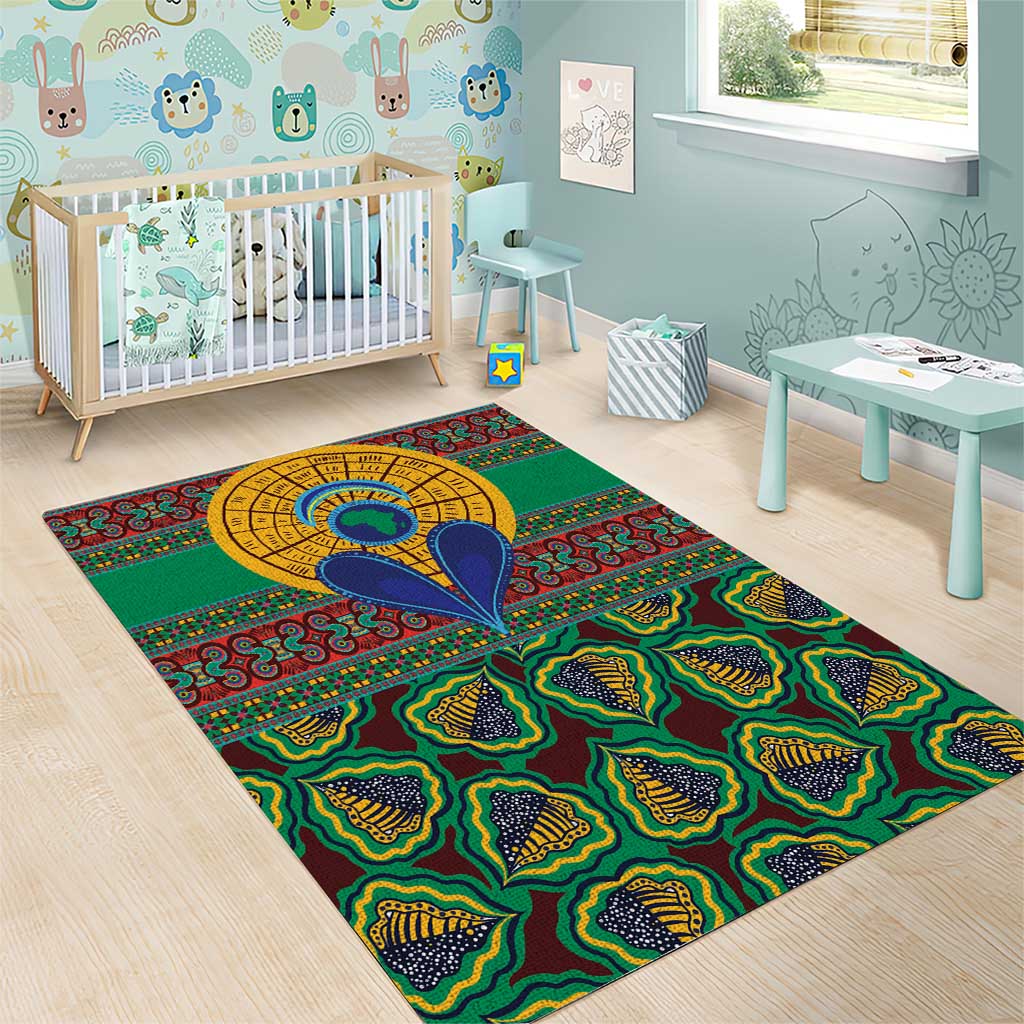 Afro Pattern Traditional Kanga Style Area Rug