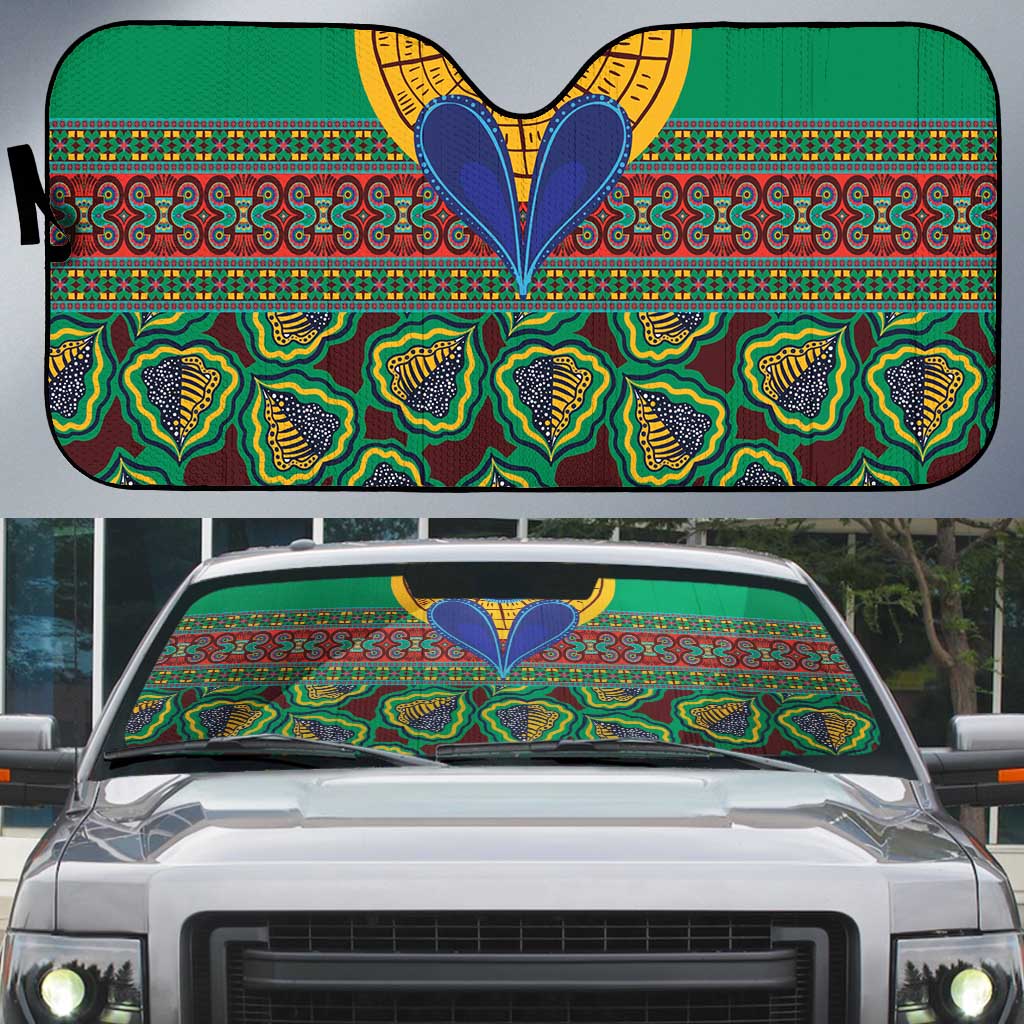 African Pattern Traditional Kanga Style Auto Sun Shade