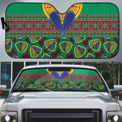 African Pattern Traditional Kanga Style Auto Sun Shade