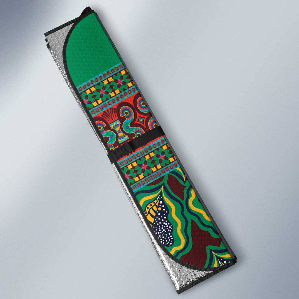 African Pattern Traditional Kanga Style Auto Sun Shade