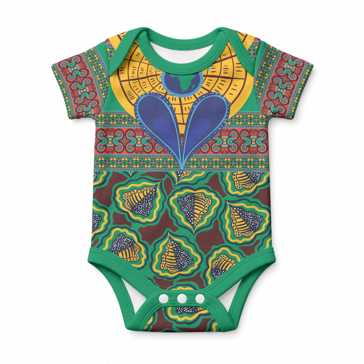 African Pattern Traditional Kanga Style Baby Onesie