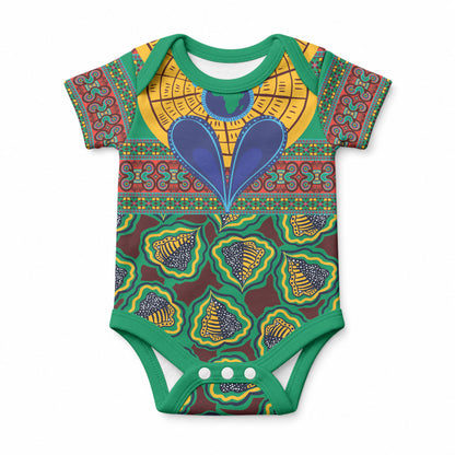 African Pattern Traditional Kanga Style Baby Onesie