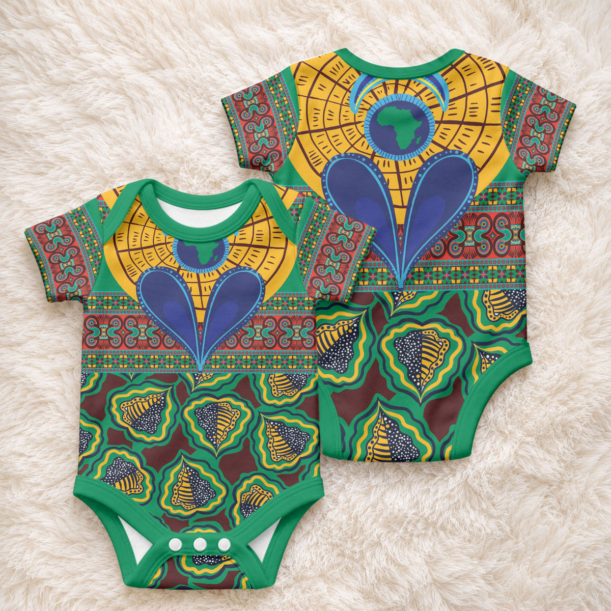 African Pattern Traditional Kanga Style Baby Onesie