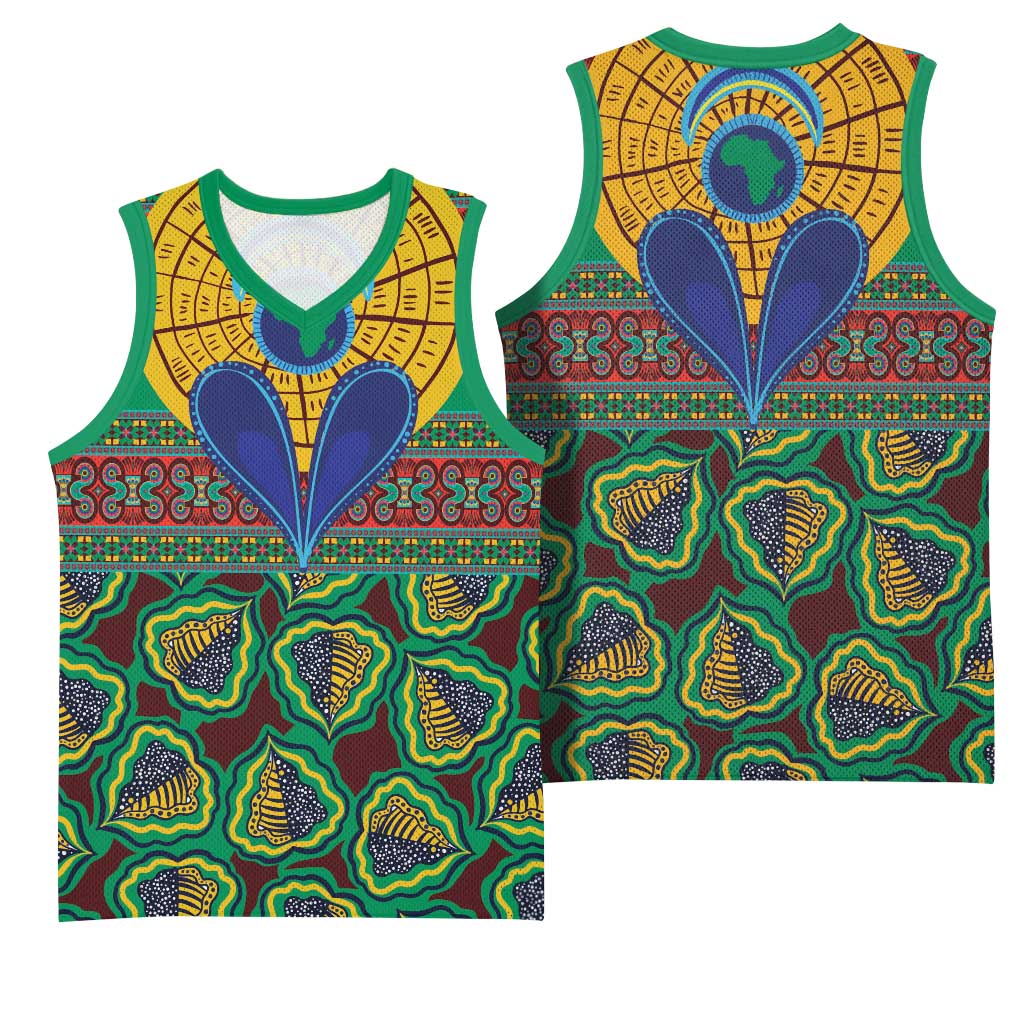 Afro Pattern Traditional Kanga Style Basketball Jersey LT9