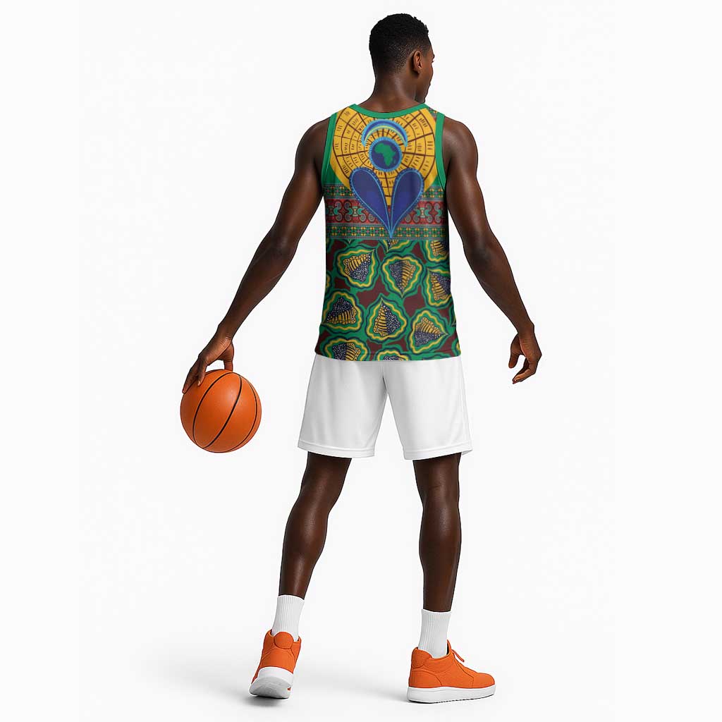 Afro Pattern Traditional Kanga Style Basketball Jersey LT9