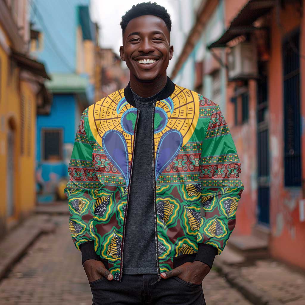 Afro Pattern Traditional Kanga Style Bomber Jacket