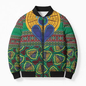 African Pattern Traditional Kanga Style Bomber Puffer Jacket