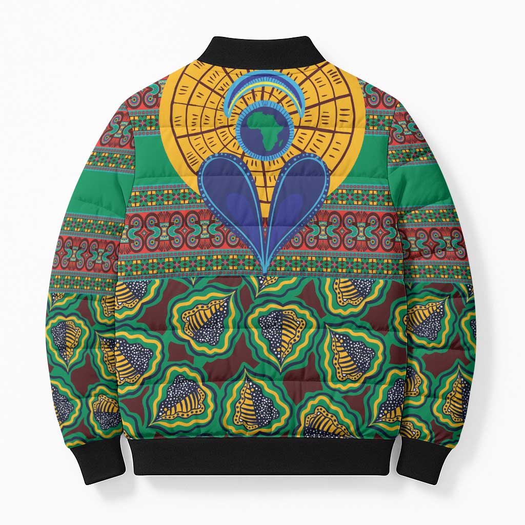 African Pattern Traditional Kanga Style Bomber Puffer Jacket