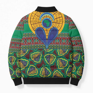African Pattern Traditional Kanga Style Bomber Puffer Jacket
