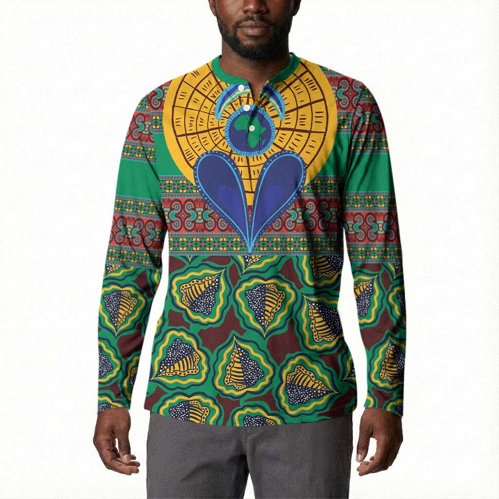 African Pattern Traditional Kanga Style Button Sweatshirt