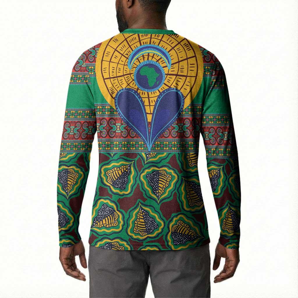 African Pattern Traditional Kanga Style Button Sweatshirt