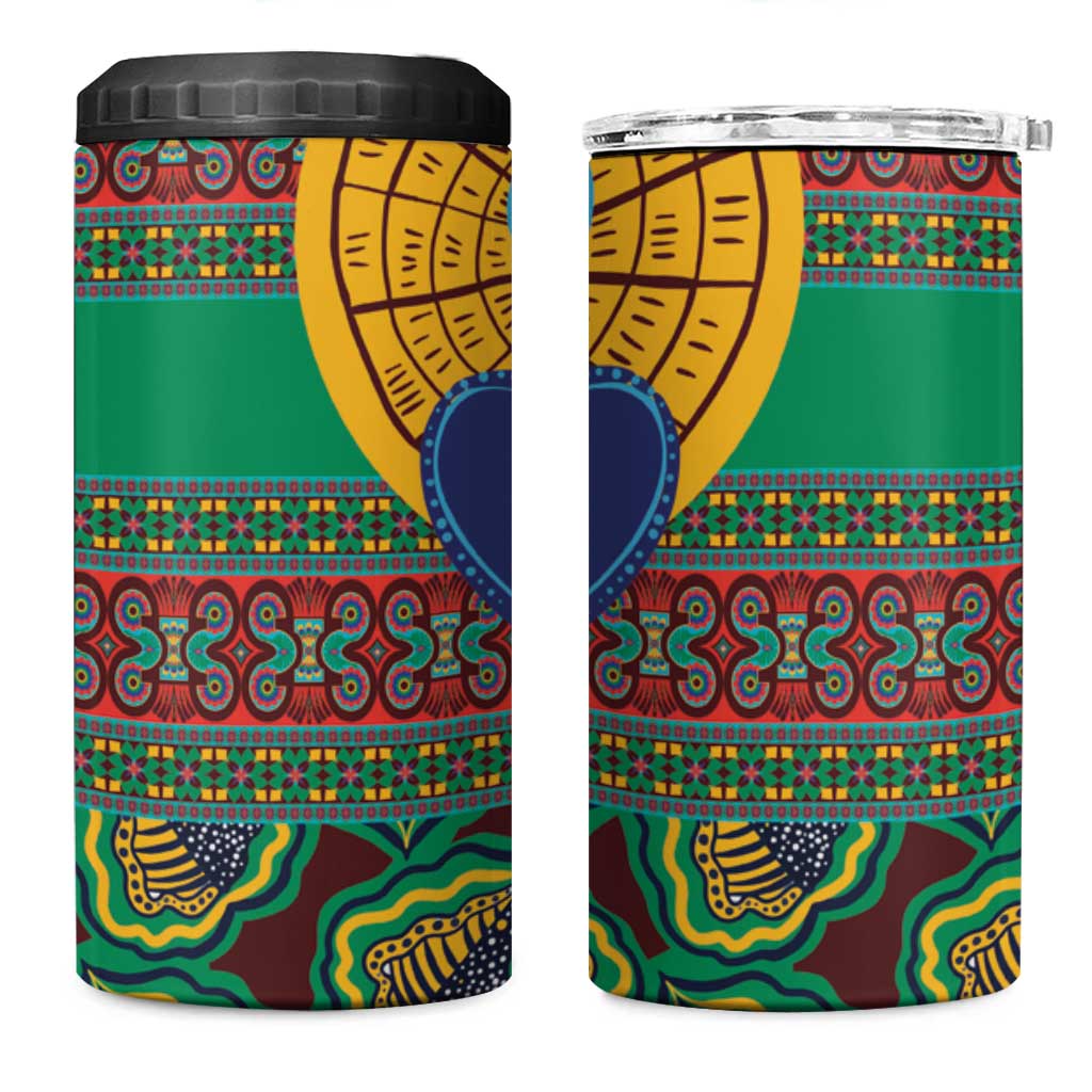 Afro Pattern Traditional Kanga Style 4 in 1 Can Cooler Tumbler