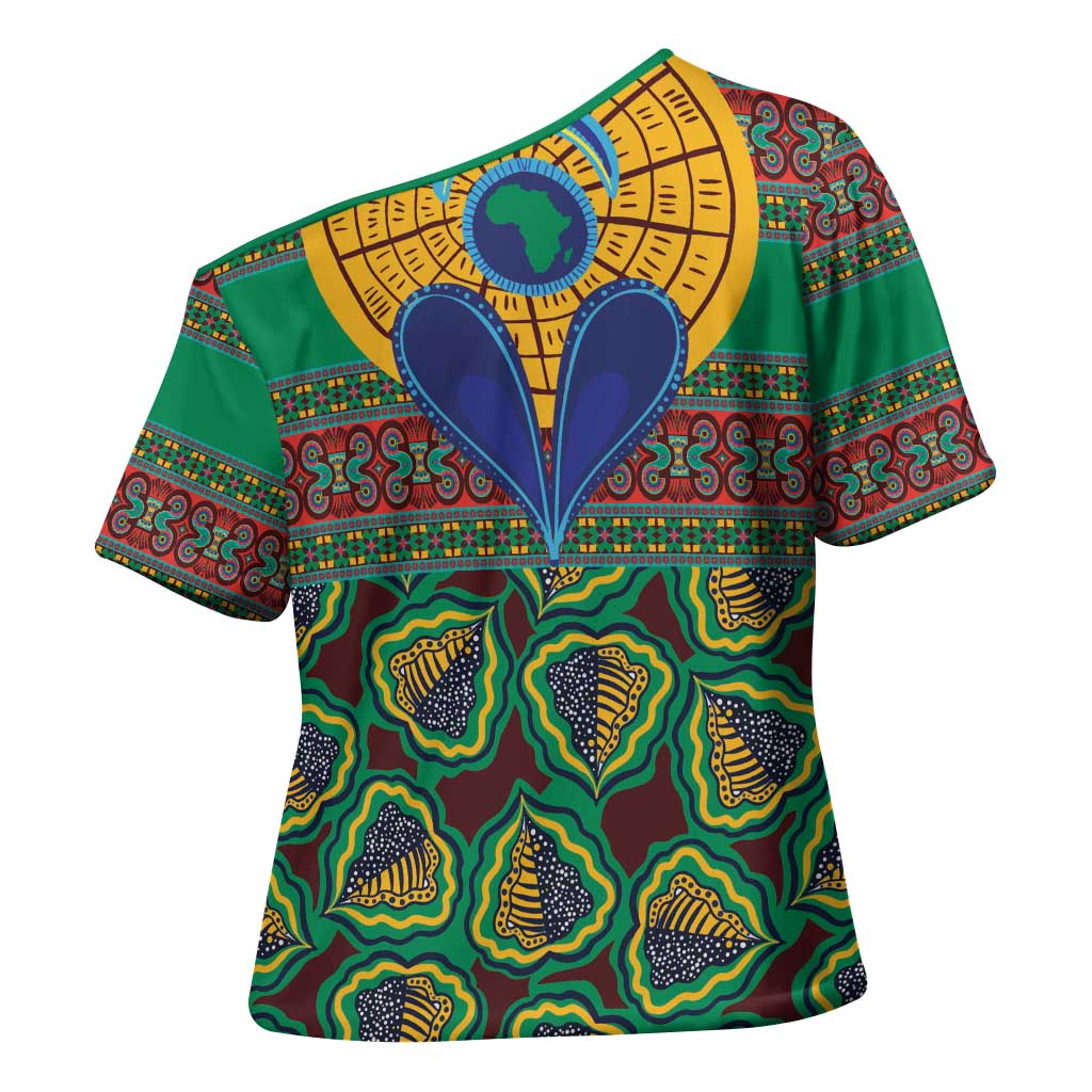 African Pattern Traditional Kanga Style Cross Shoulder Shirt