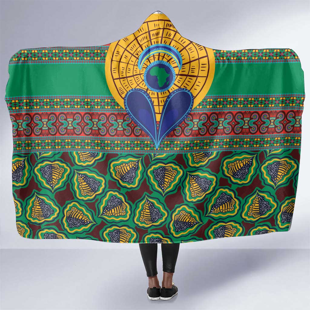 Afro Pattern Traditional Kanga Style Hooded Blanket