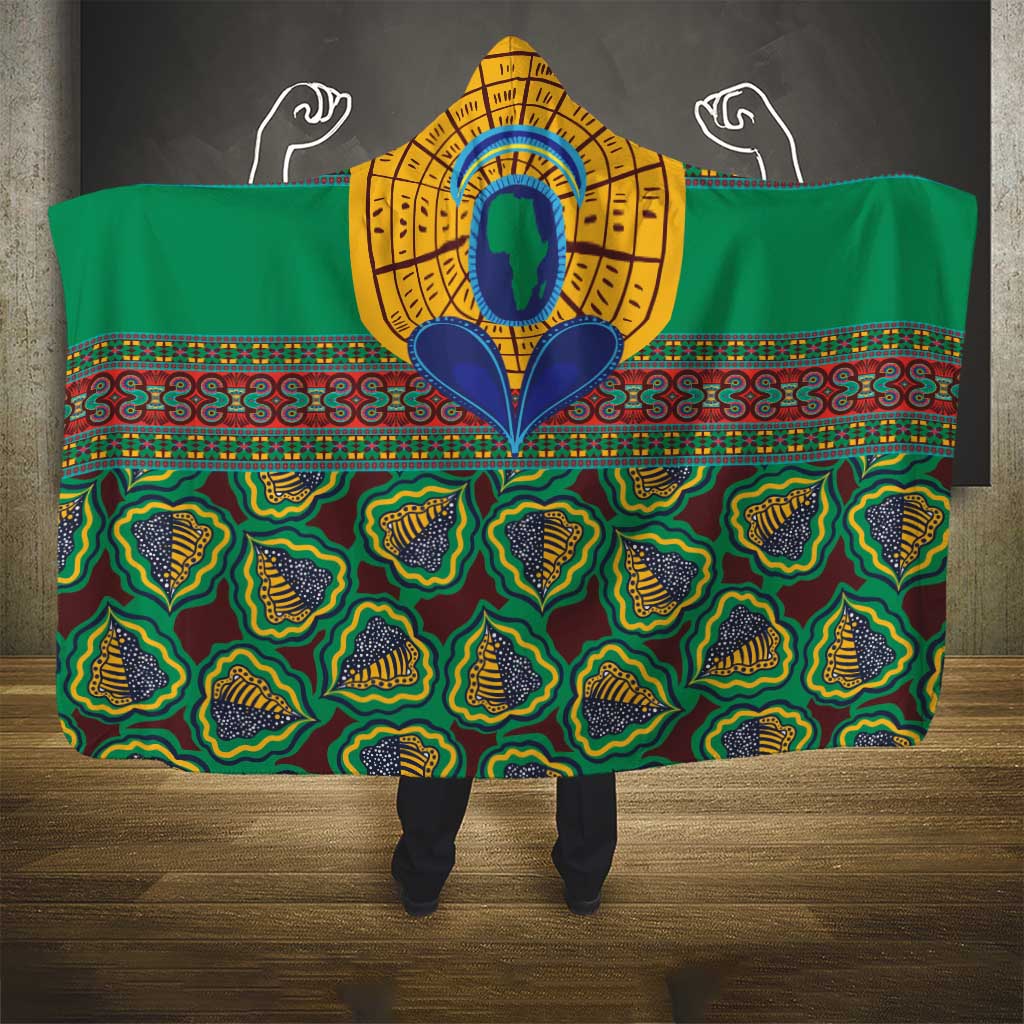 Afro Pattern Traditional Kanga Style Hooded Blanket